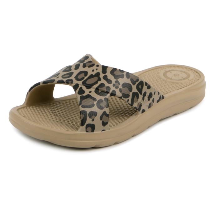 totes® SOLBOUNCE  Ladies Cross Slide Natural Leopard Extra Image 2
